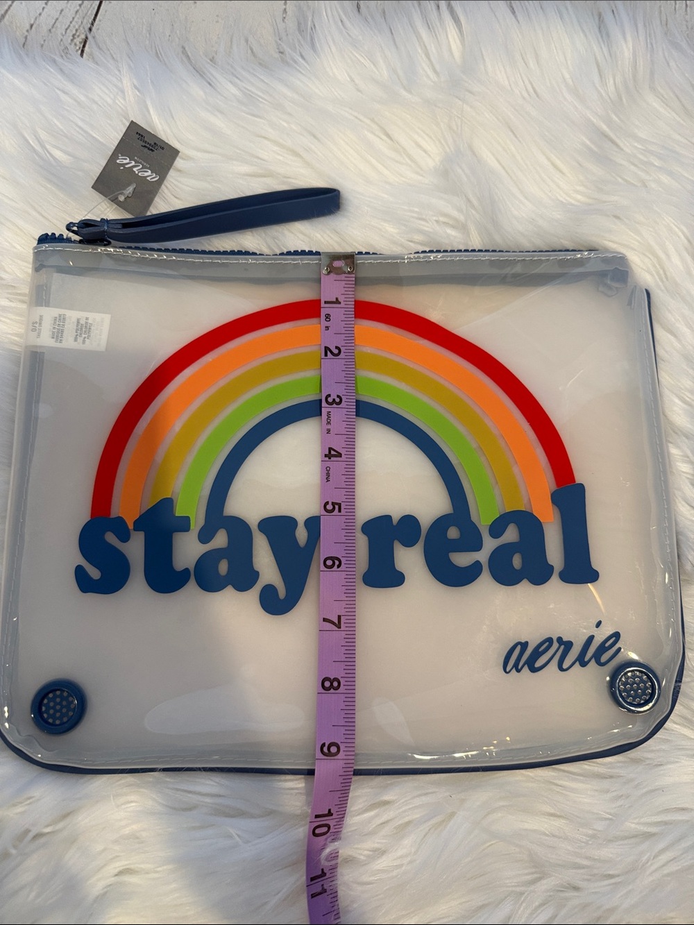 aerie Clear Plastic Swimsuit Pouch with Navy Trim - Picture 10 of 10